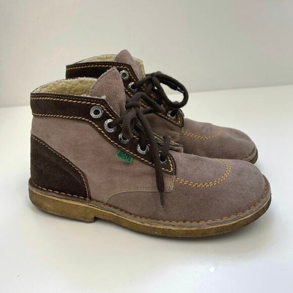 Kickers Suede Kicklegend Unisex Classic Fleece Lined Ankle Boots - Size 38/US7 - Picture 1 of 9